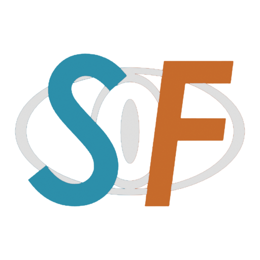 Segmentation Fault logo, a blue and orange S and F over a white eye.