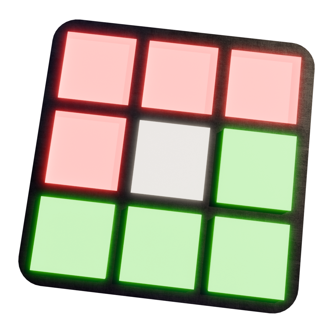 Wordsle Logo, a black metal grid with glowing blue and red squares.